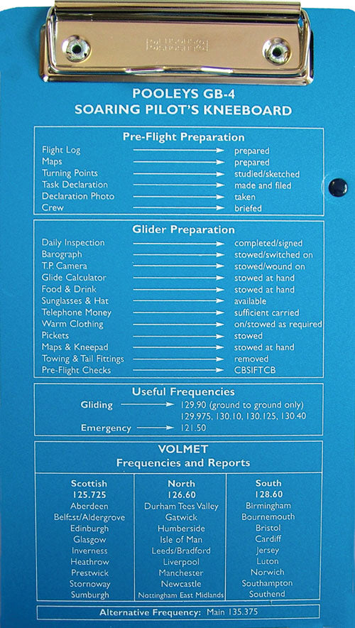Pooleys GB-4 Soaring Glider Pilot Kneeboard