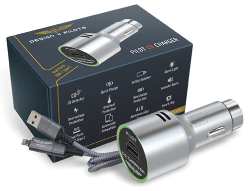 Design4Pilots Pilot CO Charger USB Charger with CO Detector