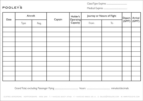 Pooleys PPL Pilot's Log Book – Blue
